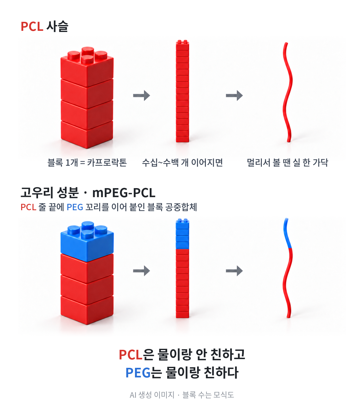PCL 중합체인 엘란쎄와 고우리 개념 비교하기